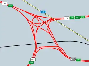 Übersichtskarte Autobahnkreuz Loncin