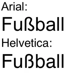 Arial mehr ſs (wie Form 2),Helvetica mehr ſʒ