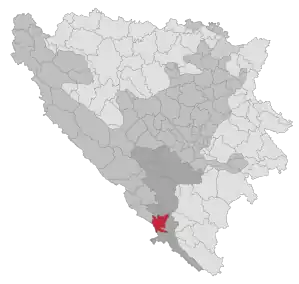 Lage der Gemeinde Čapljina in Bosnien und Herzegowina (anklickbare Karte)