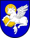 Auf dem Lukasevangelium liegender Stier im Wappen der kroatischen Gemeinde Škabrnja