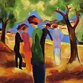 August Macke: Dame in grüner Jacke.