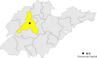 Lage Jinans in Shandong nach Eingliederung von Laiwu