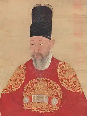 Eojin (어진) von König Yeongjo im Alter von 51 Jahren (1744)National Palace Museum of Korea(국립고궁박물관)Farbe auf Seide im Format 203 × 83 cm