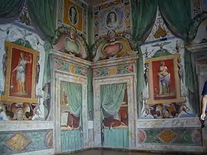 Wanddekoration mit Grotesken von Federico Zuccari in der Sala della gloria ('Saal des Ruhmes'), Villa d’Este, Tivoli,