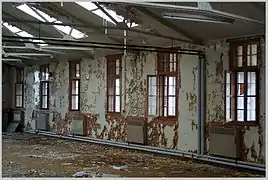 Innenaufnahme eines Gebäudes des Militärflugplatzes RAF Upper Heyford in Oxfordshire