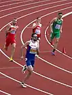 Dritter Vorlauf (v.&nbsp;l.&nbsp;n.&nbsp;r.): Aljaksandr Linnik, Martyn Rooney, Luca Flück, Brian Gregan