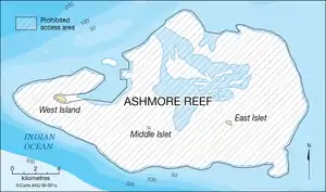 Karte des Ashmore-Riffs mit Ashmore-Inseln
