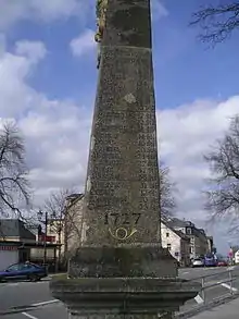 Entfernungsangaben in Wegstunden (1&nbsp;St.&nbsp;=&nbsp;4,531&nbsp;km)