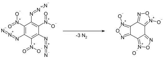 Zersetzung von 1,3,5-Triazido-2,4,6-trinitrobenzol