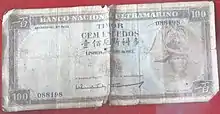 Geldschein über 100 Escudo mit dem Porträt von Corte-Real