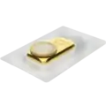Ein 100-g-Goldbarren im Vergleich zu einer 1-€-Münze