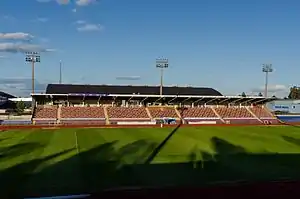 Die Haupttribüne im Värendsvallen (Juni 2012)