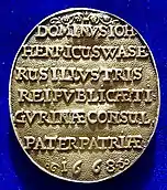 Johann Heinrich Waser 1668Medaille Vorder- und Rückseite von Conrad Meyer