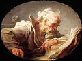 Liegendes Oval. Jean Honoré Fragonard (1732–1806): Der Philosoph, 59×72 cm.