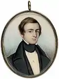 George Loring Brown: Josuah Richardson Bigelow, 1839; Wasserfarbe auf Elfenbein, 69,8×63&nbsp;mm