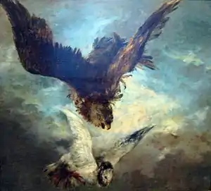 Falke auf eine Taube stoßend (Adolph von Menzel)
