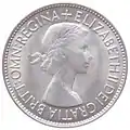 Vorderseite einer Half-Crown-Münze von 1953.