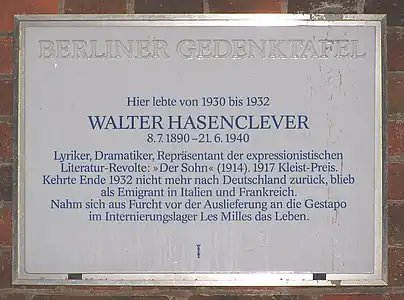 Gedenktafel in Berlin-Wilmersdorf