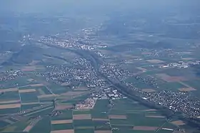 Luftbild von Kirchberg, aufgenommen aus einem Ballon am 16. April 2011