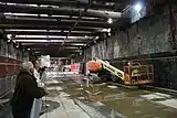 Baustelle auf Gleishöhe, gesehen in südliche Richtung, Mai 2011.