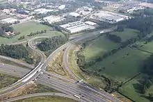 Dreieck Delmenhorst – waagerecht die A 28,von oben rechts die B 75