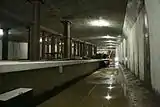 Bahnsteig vom künftigen Gleiskasten aus gesehen, Mai 2014.