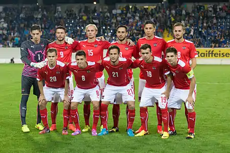 vor dem Spiel gegen Bosnien und Herzegowina am 5.&nbsp;September 2014 in St. Pölten.