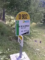 Eine der Kilometermarken für Radfahrer
