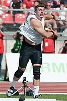 Der deutsche Weltmeister von 2011 und 2013 David Storl musste sich hier mit Platz zehn begnügen