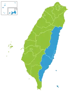 Mehrheiten in den 22 Land- und Stadtkreisen:﻿Tsai/Chen﻿Chu/Wang