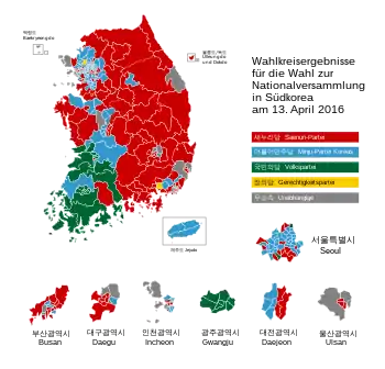 Schematische Darstellung der Wahlkreisergebnisse, rechts nach Gemeinden