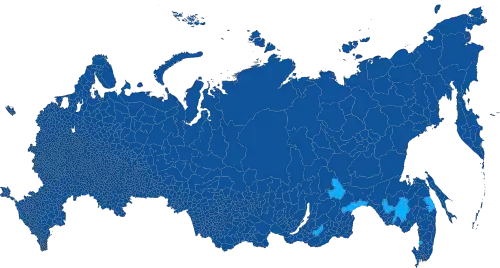 Mehrheiten nach Parteilistenstimmen und Kreisen für:﻿Einiges Russland﻿LDPR﻿KPRF