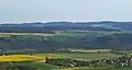 Blick vom Aussichtspunkt Heisebäumchen bei Dachsenhausen ostwärts zur Weißler Höhe (mittig)