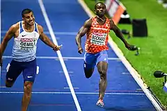Adam Gemili (Fünfter) und Solomon&nbsp;Bockarie (Achter) im Ziel des 200-Meter-Finales