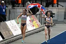 Bronzemedaillengewinnerin Laura Weightman (links, rechts neben ihr: Laura&nbsp;Muir)