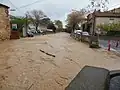 Die Lène in Servian bei Hochwasser