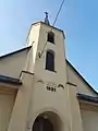 Der Turm der evangelischen Kirche