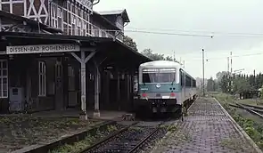 Triebwagen der Baureihe 628 in Dissen-Bad Rothenfelde, 1996