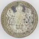 2 Thaler Königreich Hannover, Georg V. 1854, Inschrift Rs.: „VEREINSMÜNZE • 2 THALER 3½ GULDEN • VII EINE F. MARK • 1854 •“ (We. 1812)