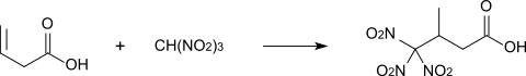 Reaktion von 3-Butensäure und Trinitromethan