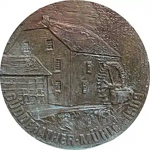 Bronzeplakette der Güdderather Mühle