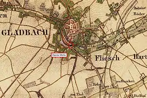Die Oberste Mühle auf der Urkatasterkarte
