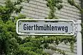 Straßenschild, Gierthmühlenweg