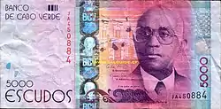 5000 CVE, 2014 (Vorderseite), Aristides Maria Pereira (Politiker)