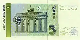 Rückseite der 5-DM-Banknote der Deutschen Bundesbank (vierte Serie)