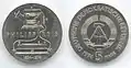 5-Mark-Gedenkmünze der DDR 1974 zum 100. Todestag