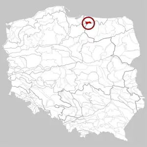 Lage der Równina Ornecka in Polen