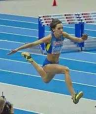 Olha Saladucha, dreifache Europameisterin (2010/2012/2014),2011 Weltmeisterin, 2013 WM-Dritte und2012 Olympiadritte, musste hier mit Platz sechs zufrieden&nbsp;sein
