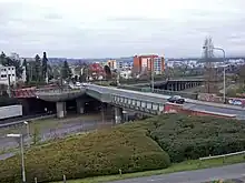 Halbseitige Lärmschutzgalerie Seckbacher Landstraße