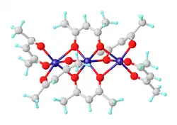Struktur von Nickel(II)-acetylacetonat
